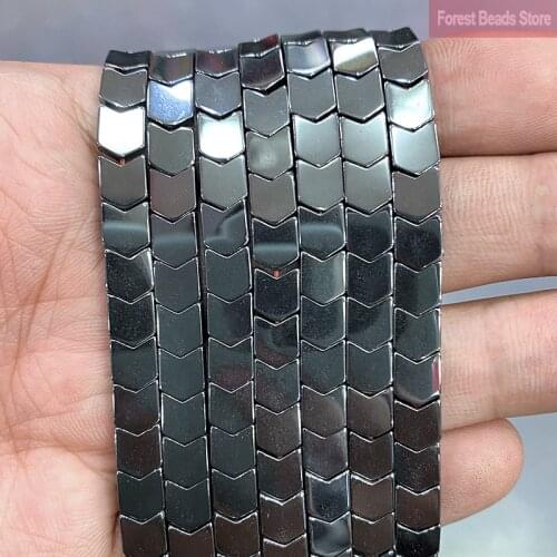 Natural Smooth Flated V Shape Hematite for Jewelry Making Loose Spacer Beads DIY Accessories Bracelet Earring 15'' Inch 3/4/6mm