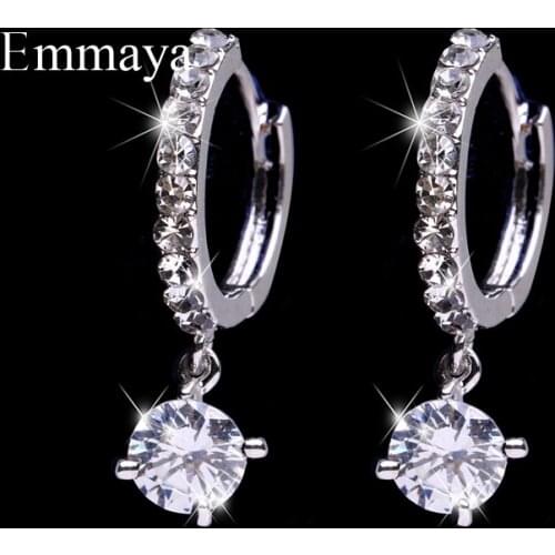 Emmaya New Fashion Earring White Color Round Shape With Tiny Zirconia Elegant Ornament For Women&Girls Charming Jewelry Gift