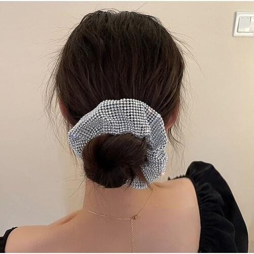 New Korean Style Hair Ties Crystal Hair Rope Elastic Hair Bands Ponytail Holder Big Sweet Elegant Rhinestone Scrunchies Hair
