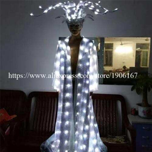 New Design Led Tuxedo Stage Performance Ballroom Costumes Clothes Party Luminous Singer Dance Wear With Led Headwear