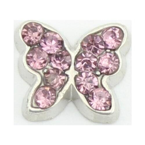 Silver Plated June Crystal Butterfly Charms Pendants For Jewelry Making Diy Floating Locket Charm Handmade 10pcs/lot