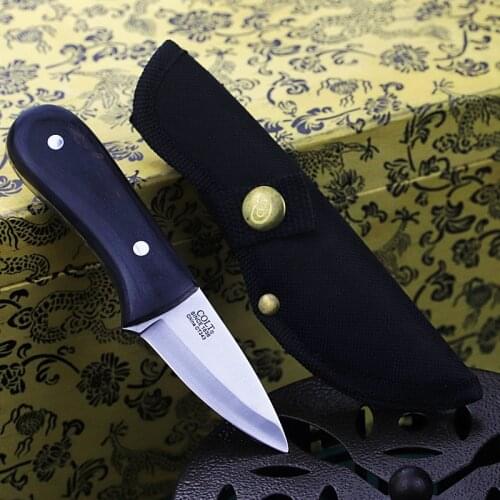 Black wooden handle pony straight knife, hand knife, outdoor camping tool knife, fruit knife outdoor tactical knife, EDC knife