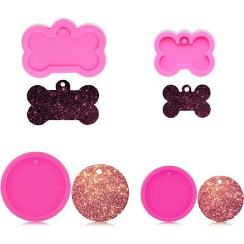 Bone Shape Pet Nameplate Chain Pendant Crystal Epoxy Resin Mold DIY Decoration Silicone Mold Jewelry Making Findings Components