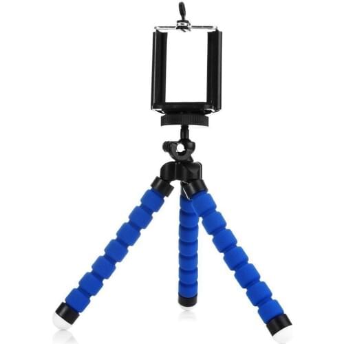 Blue Bendable OctopusTripod Stand w/ Flexible Joints, Retractable Phone Holder