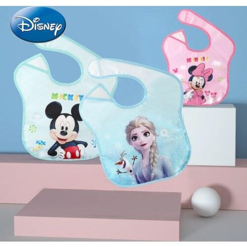 Disney Mickey Mouse Minnie Bib Food Rice Pocket Baby Eating Waterproof Childrens Bib Super Soft Printing