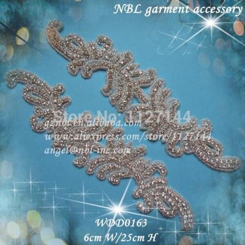 Bridal beaded rhinestone applique patch for wedding evening dress DIY iron on WDD0163