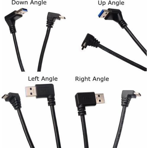 USB 3.0 A Male Left Right Up Down Angled To Type-C Up/Down Angle Computer Notebook Mobile Phone Data Charging Short Cable 0.25M