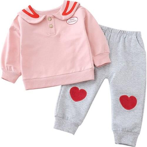 Spring Clothes Girls Sweatshirt Doll Brought Long Sleeve + Beam Foot Trousers Fashion Loose Soft Casual Pants 2 Pieces Suit