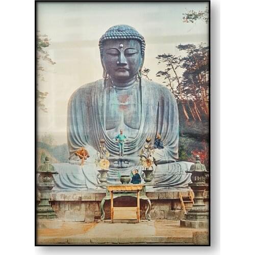 Japanese Art Poster The Bronze Buddha at Kamakura Kazumasa Ogawa Vintage Canvas Print Old Photo Wall Art Painting Home Decor