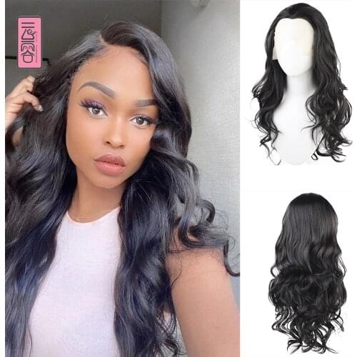 YunRong Natural Wavy Synthetic Lace front Wig Body Wave Hair Heat-Resistant Fiber hair 2B Blonde Color 20inhces
