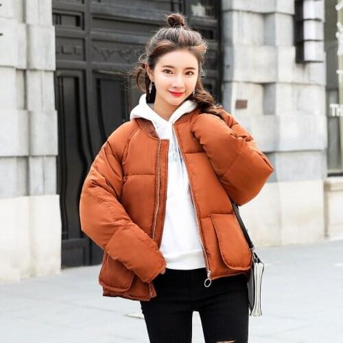 Clothes Short Fund New Pattern 2019 Winter Korean Easy Down Cotton Womens Nothing Lead Bread Serve Three-dimensional Pocket