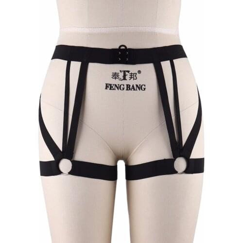 Women Exotic Body Cage Bondage Harness Sexy Bottom Harness G-String Rave Wear Polyester Garters Belt 90s Fetish Harness P0087