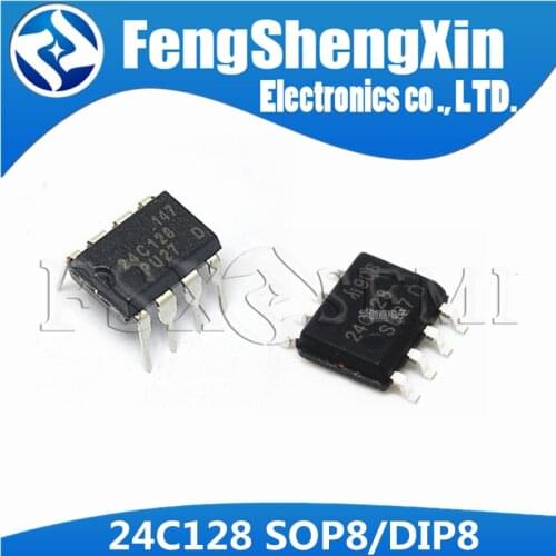 100pcs/lot AT24C128 24C128 AT24C128N AT24C128AN AT24C128N-10SU-2.7 SOP8 AT24C128-10PU-2.7 DIP-8 memory IC SOP-8