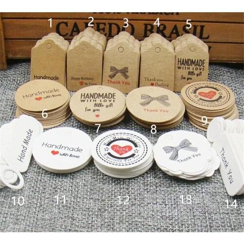 20set/lot 100pcs multi cute brown white paper gift label tag handmade jewelry charms tag round wedding favors cookies