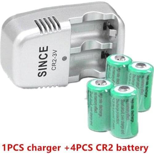 4pcs 15270 CR2 800mah rechargeable battery +3V CR2 charger, digital camera, made a special battery