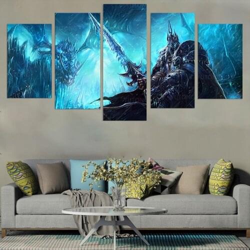 5 Piece Video Game WOW Warcraft DOTA 2 Painting Poster Decorative Mural Art Room Wall Decor Canvas painting wholesale frame