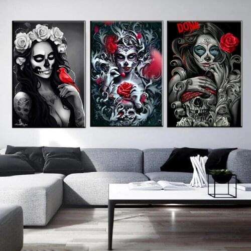 Abstract mask woman grim reaper works HD print on canvas painting wall art prints and posters for modern bar home decoration