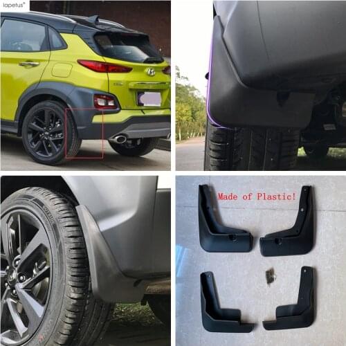 Accessories Fit For Hyundai Kona 2018 2019 2020 Car Front / Rear Mudguard Tire Fender Black Color Plastic Protective Cover Trim