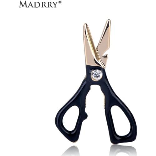 Madrry Enamel Metal Scissors Shape Brooch Fashion Brooches For Women Girls Kids Hats Collar Corsage Clothes Brooches Accessories