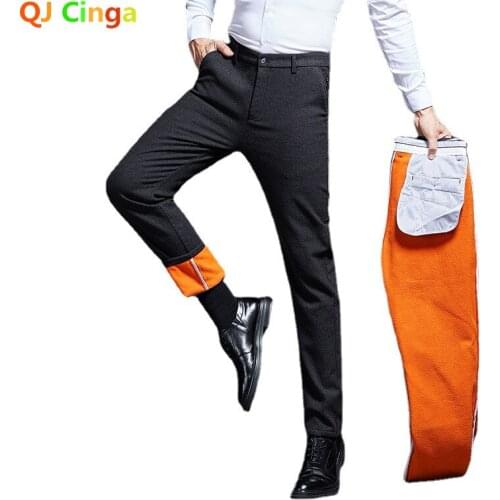 Winter Plus Velvet Thick Pants for Men Black Blue Trousers Mens Business Casual Pantalones Hombre Big Size Slacks 29-34 36 38 40