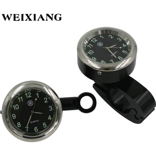 7/8" 1" Motorcycle Handlebar Noctilucent Aluminum Alloy Dial Clock Watch Black