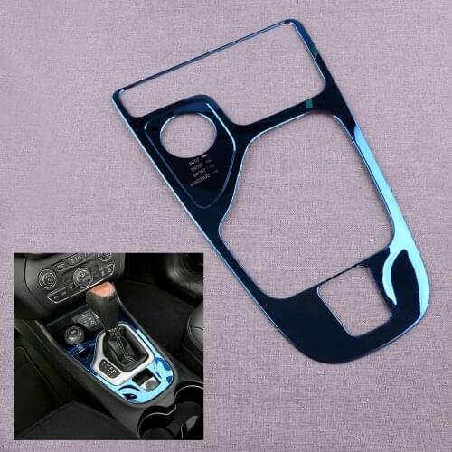 CITALL Car Interior Central Console Gear Shift Panel Cover Trim Frame Fit For Jeep Cherokee Four-Wheel Drive 2014-2018 LHD Blue