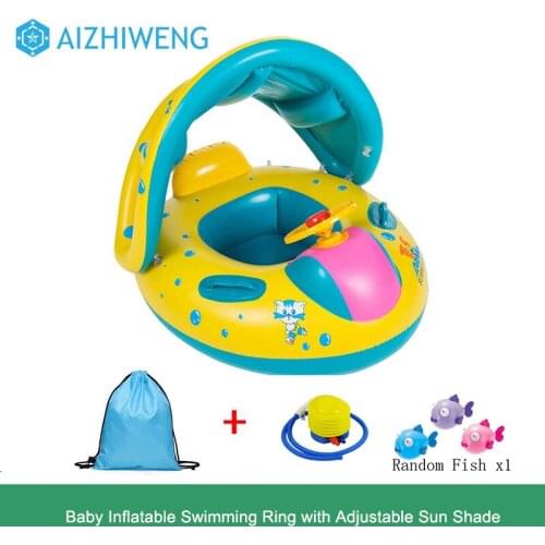 Baby Pool Float,Baby Inflatable Swimming Ring with Adjustable Sun Shade