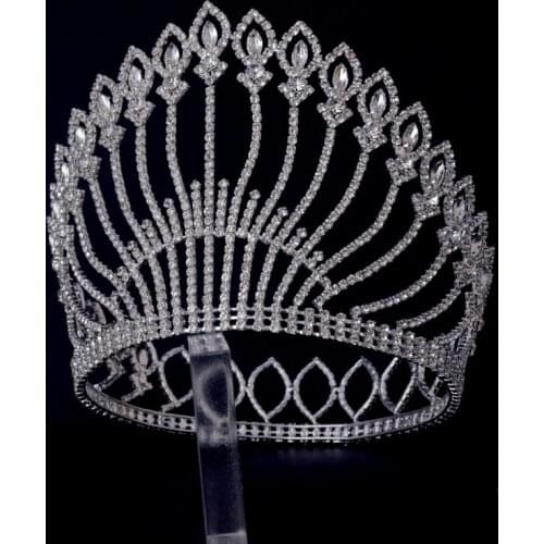 Large Tiaras Full Round Circle For Miss beauty Pageant Contest Crown Auatrian Rhinestone Crystal Hair Accessories For Women
