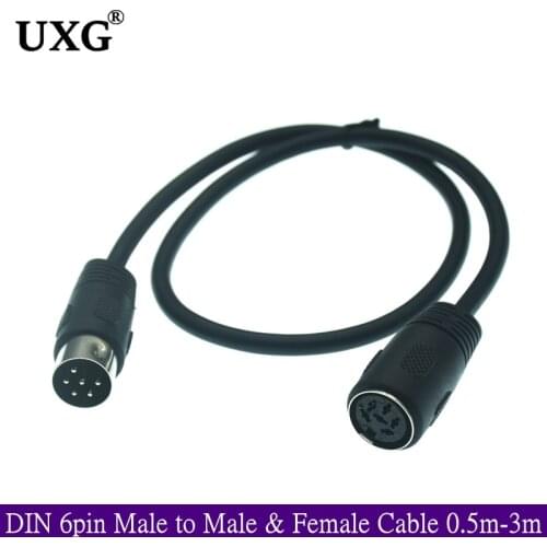 DIN 6pin Male to Male & Female Cable Adapter Connector Big Din 6pin audio data signal extension cable Cord 0.5m 1m 1.5m 3m