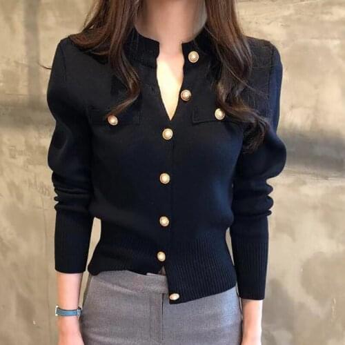 Cardigan Women Sweaters Korean Button Single-Breasted Thin Coat Autumn Fashion Slim Long Sleeve Top Female Sweater Knit Clothes