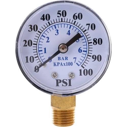 New Well Pump Pressure Gauge 1/4'' NPT Thread 0-100 PSI 0-7 Bar Water Air Gas Pressure Monitor