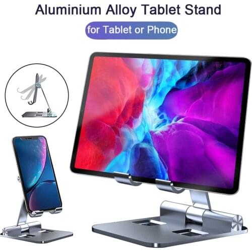Metal Phone Holder Tablet Stands For iPad Pro Adjustable Foldable Height Angle Desk Cell Phone Holder For iPhone Samsung Huawei