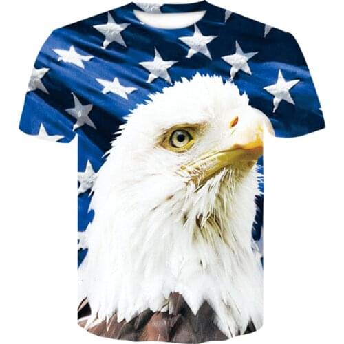 Animal print mens short-sleeved T-shirt 2020 summer fashion casual fun eagle printed street wear T-shirt