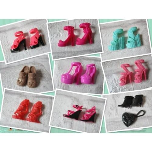 1/6 New Original multiple Colorful Doll Accessories Fashion Crystal shoes high heels for Barbie Doll Shoes
