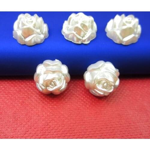 New Arrival 50Pcs/lot 13mm Imitation Pearls Half Round Flatback Rose Design Beads Wedding Cards Embellishments DIY Decoration