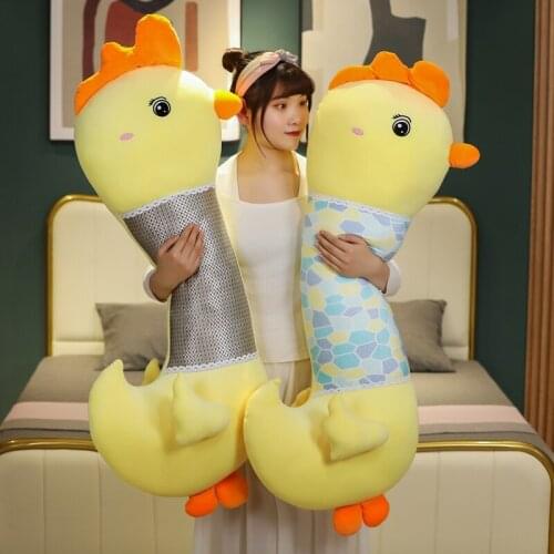 New Giant Soft Chicken Plush Toy Stuffed Cartoon Animal Chicken Doll Sleep Long Pillow Cushion Boyfriends Pillow Birthday Gifts