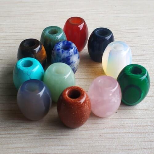 Wholesale 12pcs/lot Fashion good quality mix natural stone round shape big hole beads for DIY Bracelet jewelry making free