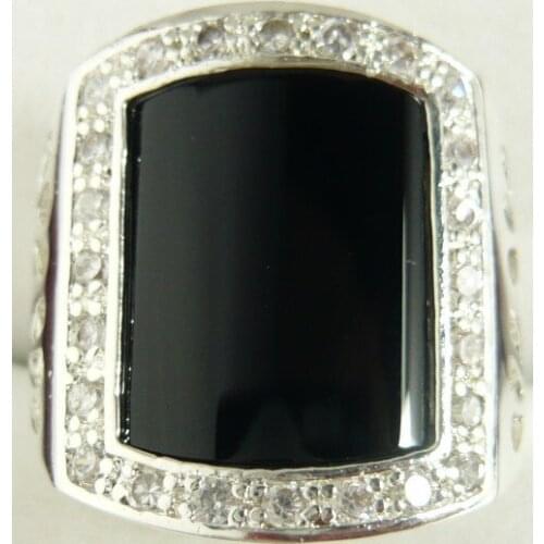 Wholesale fashion mans plated black stone ring(#9.10.11) 35