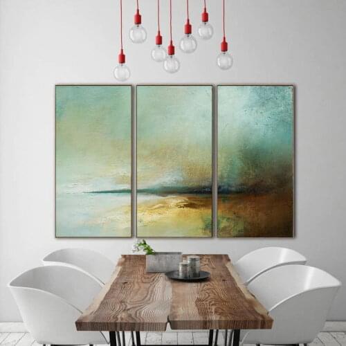 Original Handmade Large Ocean Canvas Painting Abstract Landscape Large Sky Sea Painting Wall For Living Room Frame Shipping