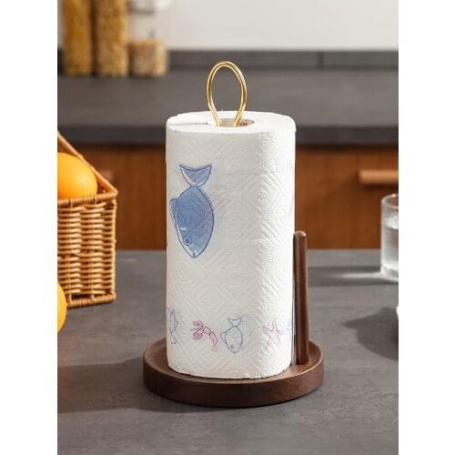 Solid Wood Kitchen Towel Rack Creative and Slightly Luxury Dining Table Roll Stand Punch-Free Restaurant Desktop Vertical Wipe