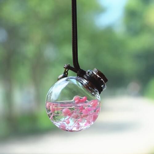 Car Perfume Bottle Pendant Air Freshener Empty Hanging Bottle For Essential Oils Scent With Flower Auto Ornament Without Perfume