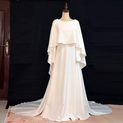 Real Pictures New Arrive White Ivory Bridal Dress Vintage Muslim Plus Sizes Wedding Dress with Scarf Short Train Long Sleeves
