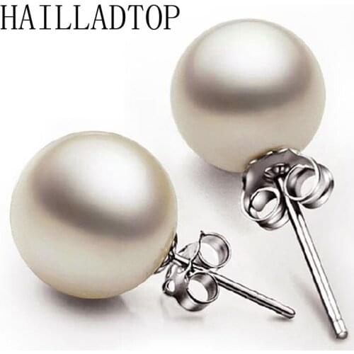 Silver Plated Fashion Statement Jewelry Luxury Simulated Pearl Earrings for Women Engagement Round Stud Earrings Wedding Gift