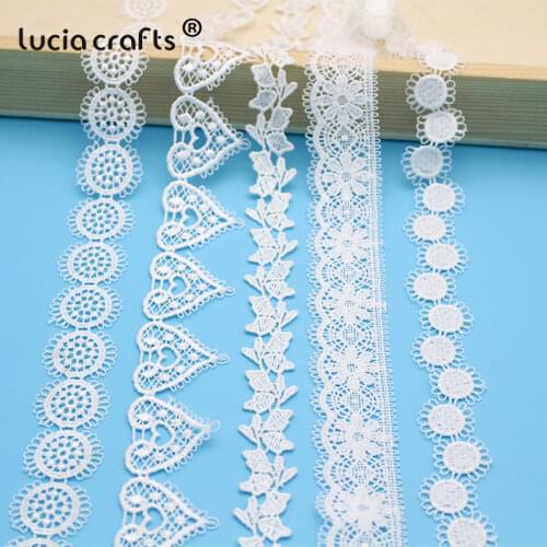 Lucia Crafts 1yard/2yard Lace Embroidery Trim Ribbon Patchwork Wedding Garment N0813