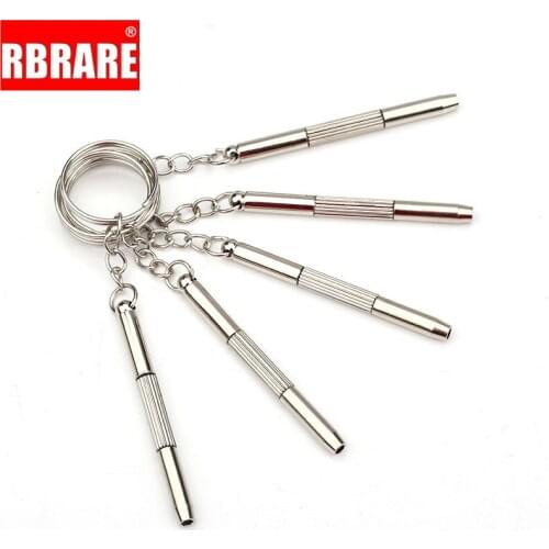 RBRARE 5Pcs Portable 3 in 1 Eyeglass Screwdriver Aluminum Steel Precise Sunglasses Watch Repair Tools Screwdriver With Keychain