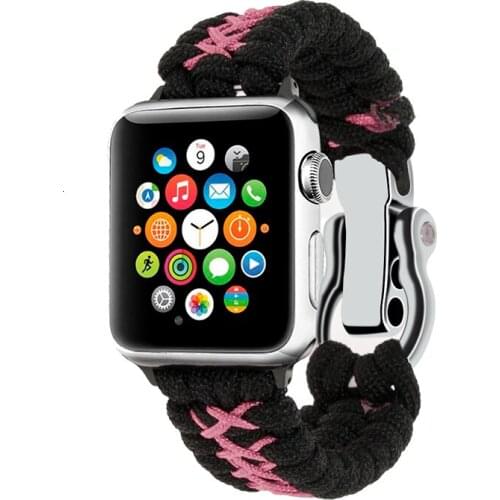 Umbrella rope Nylon Strap For Apple Watch bands 44mm 40mm Safety strap 38mm 40mm iwatch series 5 4 3 2 1 bracelet watchband belt