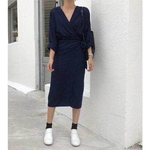 Sexy Women Dress Irregular Bindind Solid Long Sleeve High Waist Casual Dresses 2020 Fall Aututmn