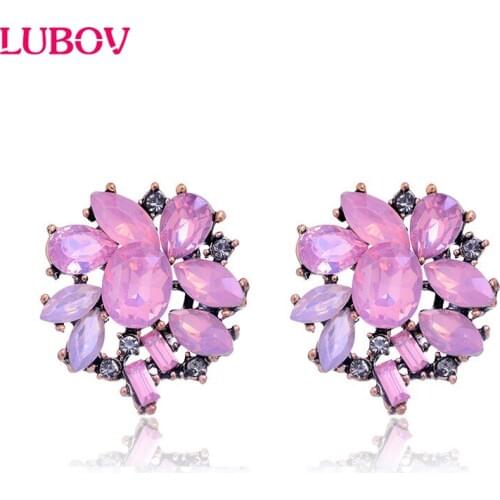 Opal Stone Stud Earrings 2018 Romantic Elegant Crystal Earrings Trendy Statement Christmas Party Earrings Gift for Women