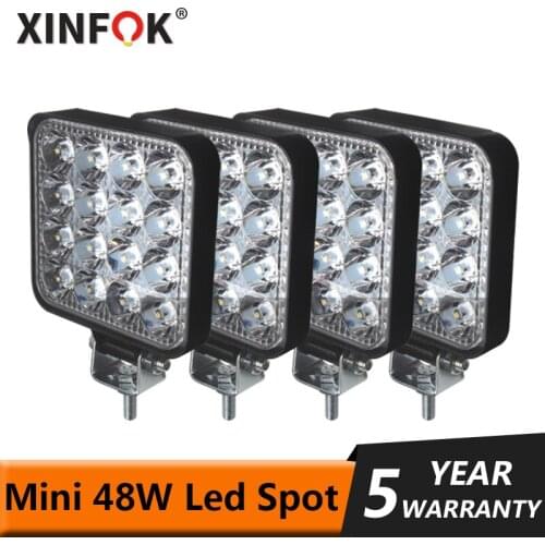 LED 27W 16Light 48W Work Light 12V 24V Car LED Spotlight Square Round Auto Truck Off Road Mini Led Bar Offroad Accessories