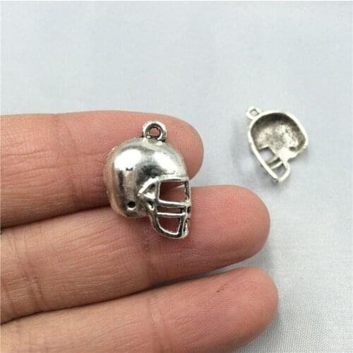 High Quality 20 Pieces/Lot 21mm*15mm Antique Bronze Plated Football Helmet Charms